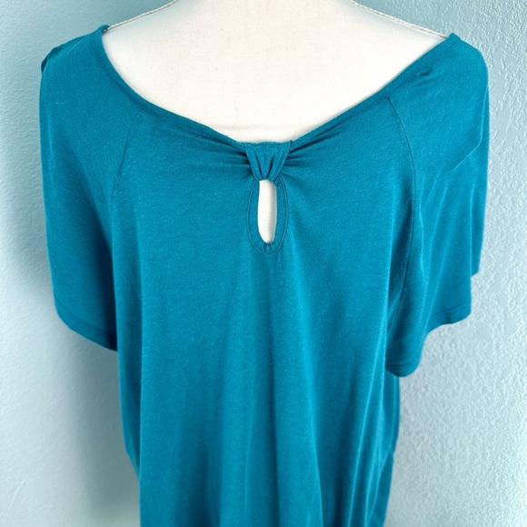 Mossimo Plus Size 24w/26w Blue Top Scoop Neck Keyhole Back - Picture 7 of 11
